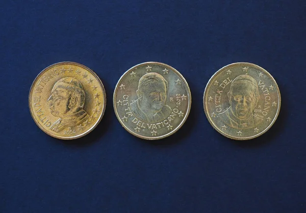 Cent Münzen Eur Aus Der Vatikanischen Stadt Mit Dem Porträt — Stockfoto