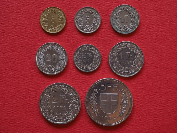 Švýcarský Frank mince, Švýcarsko — Stock fotografie