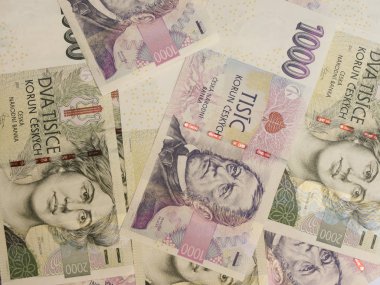 1000 ve 2000 Çek korunası Czk (Çek Cumhuriyeti Resmi İhale) banknotlar