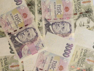 1000 ve 2000 Çek korunası Czk (Çek Cumhuriyeti Resmi İhale) banknotlar