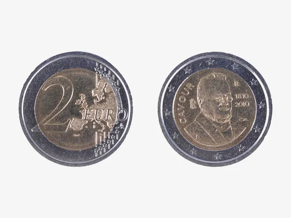 Moneda Italiana Conmemorativa Euros Con Retrato Del Político Del Siglo —  Fotos de Stock