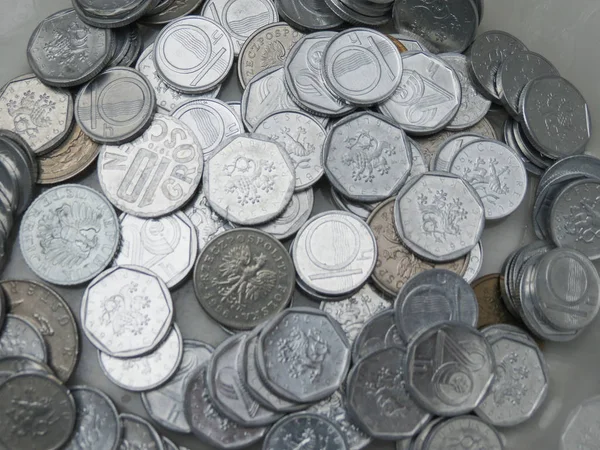 Tschechische Kronen Und Cent Münzen Jetzt Aus Dem Verkehr Gezogen — Stockfoto