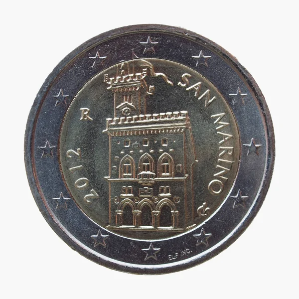 Zwei Euro Münze Aus Der Republik San Marino Gesetzliches Zahlungsmittel — Stockfoto