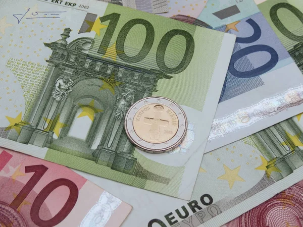 Euro Eur Banknot Madeni Paraların Kıbrıs Tan — Stok fotoğraf