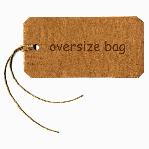 Oversize Tas Label Met String Geïsoleerd Wit — Stockfoto