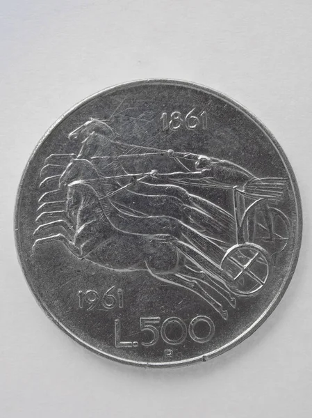 Italian liras silver coin dating back to 1961, issued to celebrate the 100th anniversary of the political unity of Italy (1861)