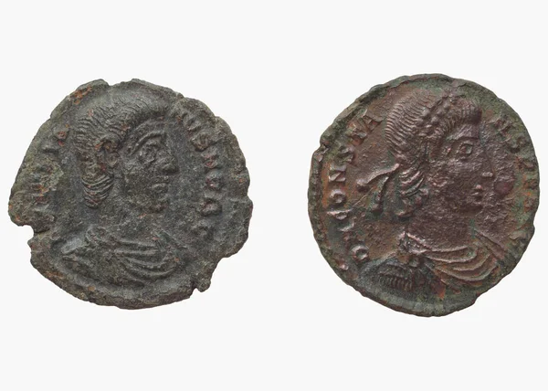 Römische Münzen Aus Dem Jahrhundert Constantius Kaiser Von 305 Bis — Stockfoto