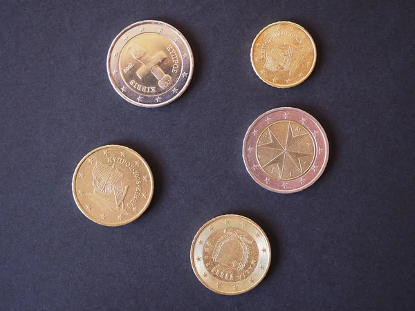 Монети Євро Євро Від Мальта Кіпр Законний Платіжний Засіб — стокове фото