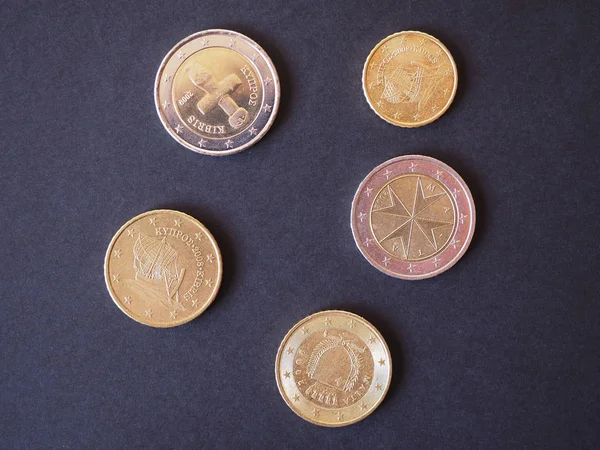 Moedas Euros Malta Chipre Curso Legal — Fotografia de Stock