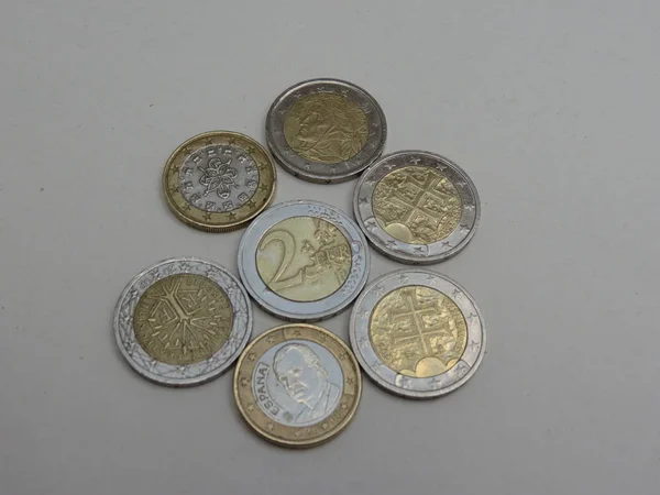 Euro Érmék Eur Valuta Európai Unió — Stock Fotó