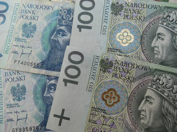 Польская Злотая Валюта Pln Банкноты Польши — стоковое фото