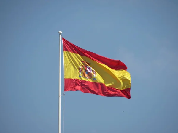 Bandeira Espanhola Espanha Que Flutua — Fotografia de Stock