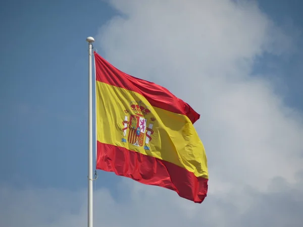 Bandeira Espanhola Espanha Que Flutua — Fotografia de Stock