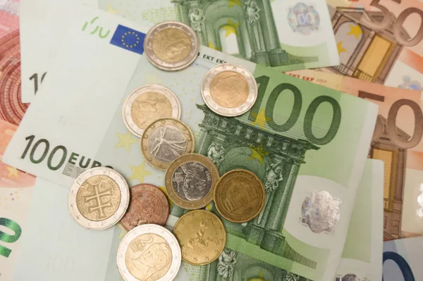 Euro Banknoten Und Münzen Gesetzliches Zahlungsmittel Der Europäischen Union — Stockfoto