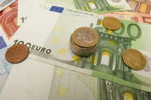 Billets Pièces Euros Eur Cours Légal Union Européenne — Photo