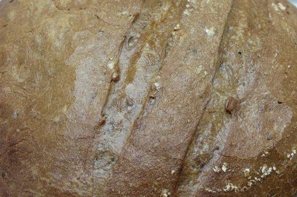 Kahverengi Ekmek Yiyecek Yuvarlak Somun Yakın Çekim — Stok fotoğraf