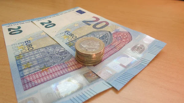 Billetes Monedas Euros Moneda Unión Europea — Foto de Stock