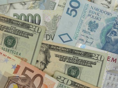 Karışık para birimi notları - Usd, Eur, Sek, Pln, Czk