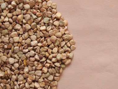 Çim bezelye (Lathyrus sativus) aka tatlım, karga bezelye, Hint bezelye, beyaz bezelye, cicerchia bezelye sebze vejetaryen yemek kopya alanı ile