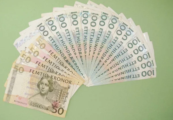 Шведская Валюта Sek Швеции Голубом Фоне — стоковое фото