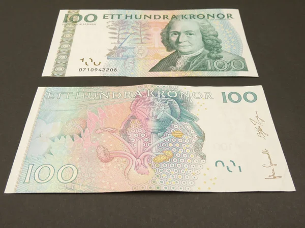 Monnaie Suédoise Sek Suède Sur Fond Noir — Photo