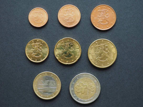 Euro Eur Coins Finland Entire Range Coins — Stock Photo, Image