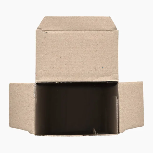 Brown Corrugated Cardboard Box Isolated White — Stock Photo, Image