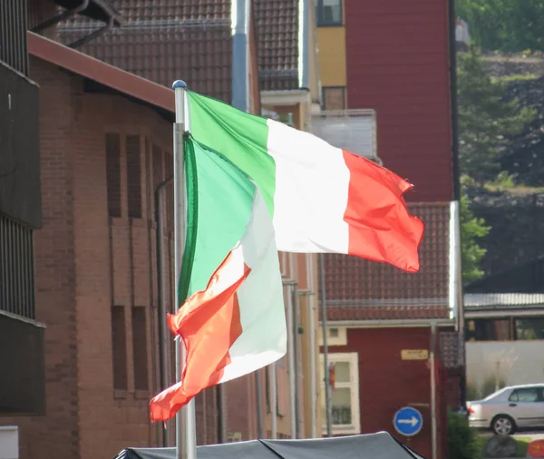 Italian Flag Made Fabric Floating Wind — Stock Photo, Image