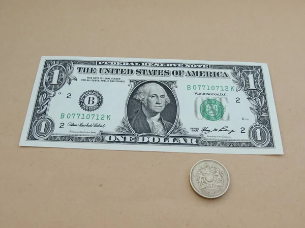 Nota Dólar Dos Eua Uma Nota Dólar Com Primeiro Presidente — Fotografia de Stock