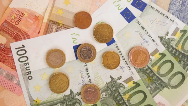 Euro Eur Banknoty Monety Prawna Przetargu Unii Europejskiej — Zdjęcie stockowe