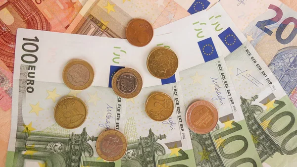 Billetes Monedas Euros Curso Legal Unión Europea —  Fotos de Stock