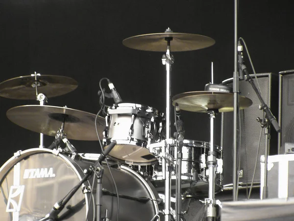 Drum kit on stage in Ghent — Stock Photo, Image