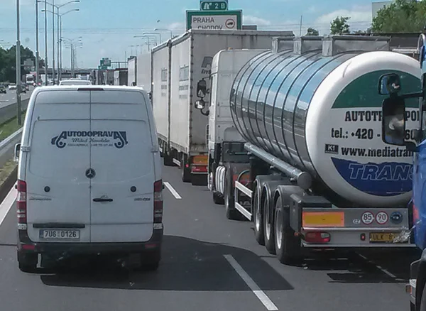 Praga Czechy Około Czerwca 2015 Autostrady Prowadzącej Pragi Korka — Zdjęcie stockowe