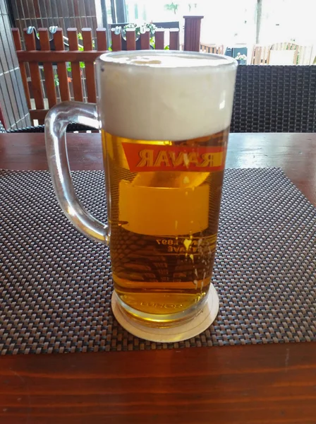 Czech lager beer glass in Prague — Stock Photo, Image
