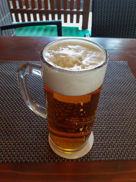 Prague Czech Republic Circa July 2017 Glass Czech Lager Beer — Stock Photo, Image