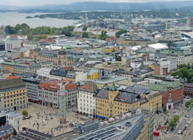 Oslo şehir merkezinin havadan görünümü