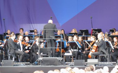 Copenhagen, Danimarka - yaklaşık Ağustos 2017: tanımlanamayan Senfoni Orkestrası canlı açık havada oyun