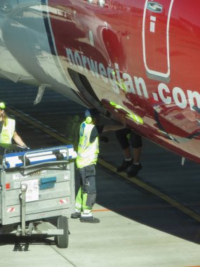 Oslo, Norveç - yaklaşık Ağustos 2017: havaalanında Park Norveç Airbus A320