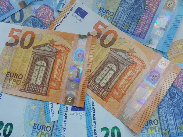 Notas Euros Dinheiro Eur Moeda União Europeia — Fotografia de Stock