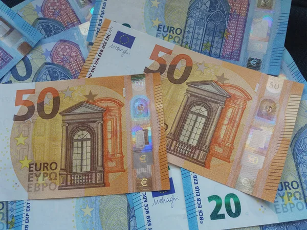 Євро Нотатки Гроші Eur Валюта Європейського Союзу — стокове фото