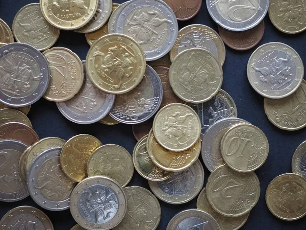 Монеты Евро Разных Номиналов Eur Выпущенные Литвой — стоковое фото