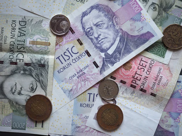Çek Cumhuriyeti Para Birimi Çek Koruna Para Banknotları Czk — Stok fotoğraf