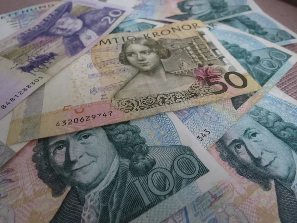 Peníze Bankovky Švédská Koruna Sek Měna Švédská — Stock fotografie