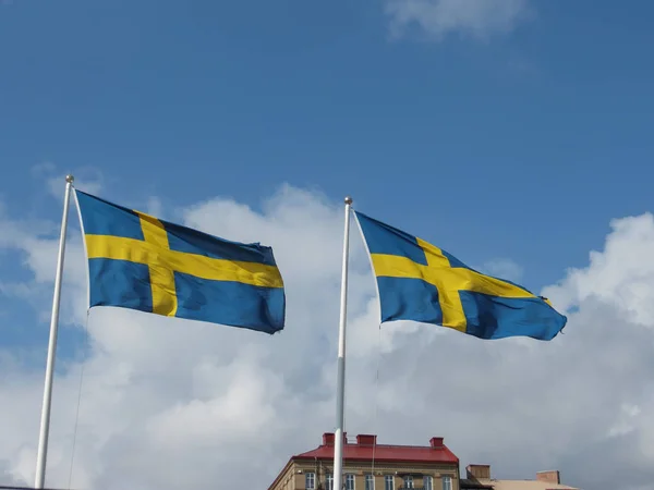 Zweedse Nationale Vlag Van Zweden Europa — Stockfoto