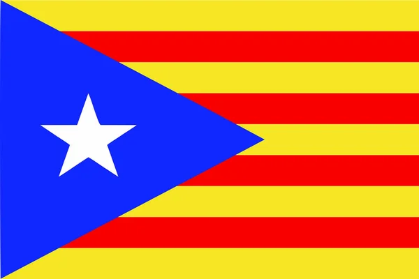 Catalonia Katalan Ulusal Bayrak Izole Vektör Çizim Estrella Katalanca Anlamı — Stok Vektör