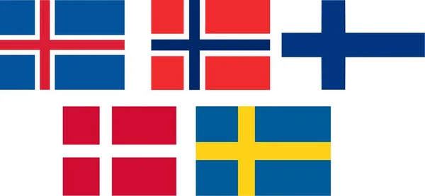 Flaggor Och Språk Ikoner Flaggor Scandinavia Isolerade Illustration — Stockfoto