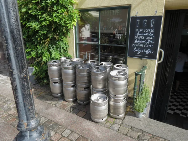 Copenhagen Denmark Circa August 2017 Metal Beer Barrels Also Known — Stock Photo, Image