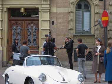 Goteburg, İsveç - yaklaşık Ağustos 2017: Goteburg içinde bir film çekimi