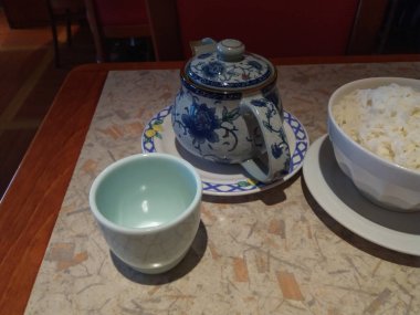 Asya basmati pirinç Kupası ve çaydanlık