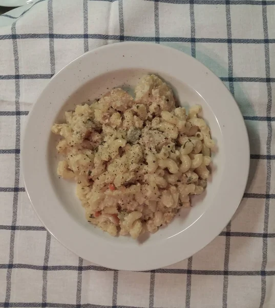 Tofu Macaroni Veganistische Alternatief Voor Macaroni Kaas — Stockfoto